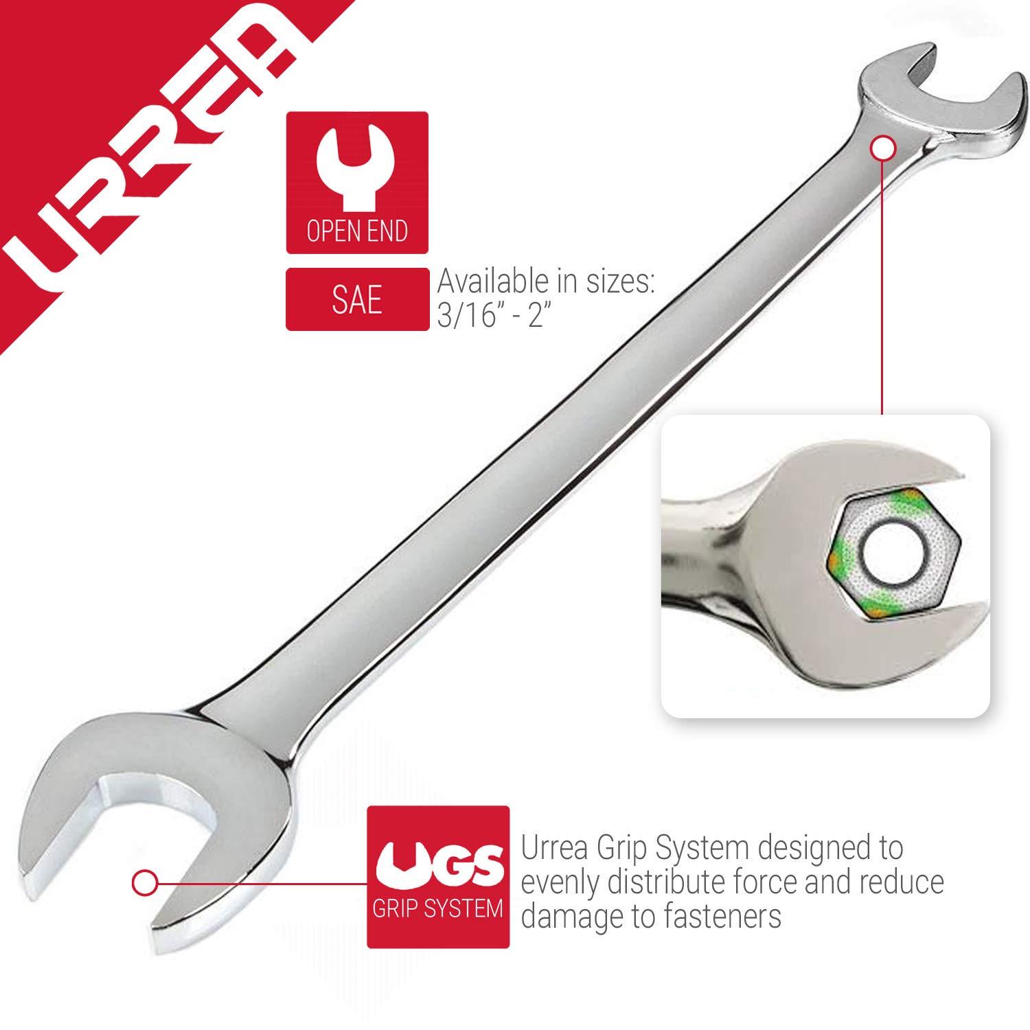 Urrea URREA Open-End Wrench - 13/16” x 3/4” Mechanics Tool with Precision Machined Ends & Fully Polished Nickel Chrome Finish - 3038