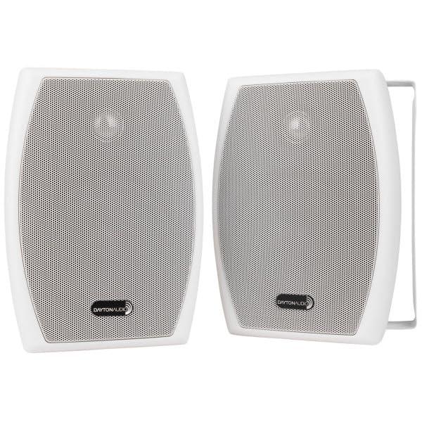 Dayton Audio Dayton Audio DA120R 120W 70V Rack Mixer-Amplifier - (4) 5-1/4" White 2-Way Indoor/Outdoor Speakers