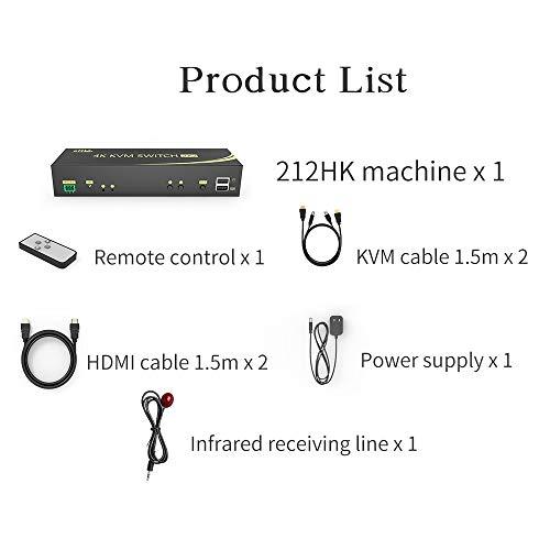 eKL eKL HDMI KVM Switch 2 in 2 Out Dual Monitor Extended Display 4K@60Hz 4:4:4 with Audio and USB 2.0 Hub Sharing PC Monitor Keyboard Mouse Switcher