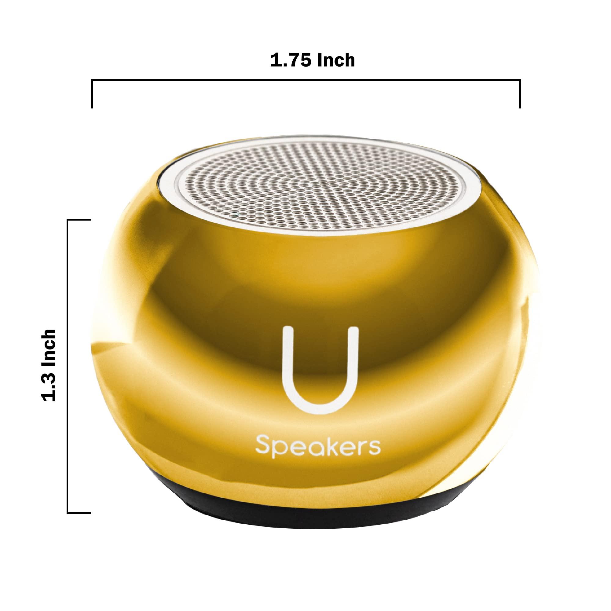 Fashionit Fashionit U Speakers Mini Bluetooth Computer Speaker 2-Pack Bundle with Matching Speaker, Built-in Mic & Selfie Remote Control, for Workspace, Desktop, Laptop, Mobile, Tablet, PC - Mirror Gold