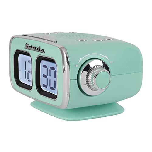 Studebaker Studebaker Large Display LCD AM/FM Retro Clock Radio USB Bluetooth Aux-in Bedroom Kitchen Counter Small Footprint (Teal)
