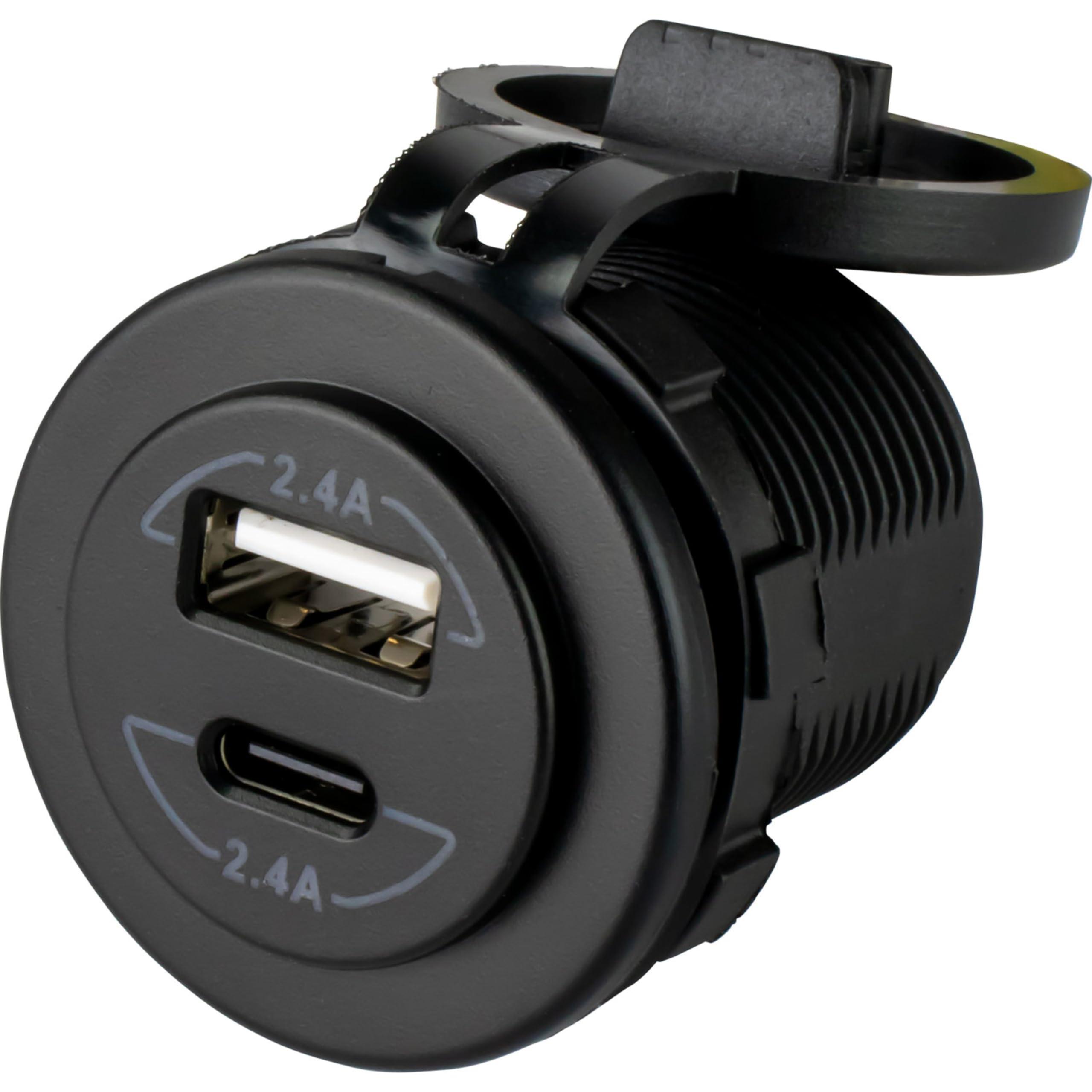 Sea-Dog Sea-Dog 426516-1 Round Dual USB C/USB A Socket