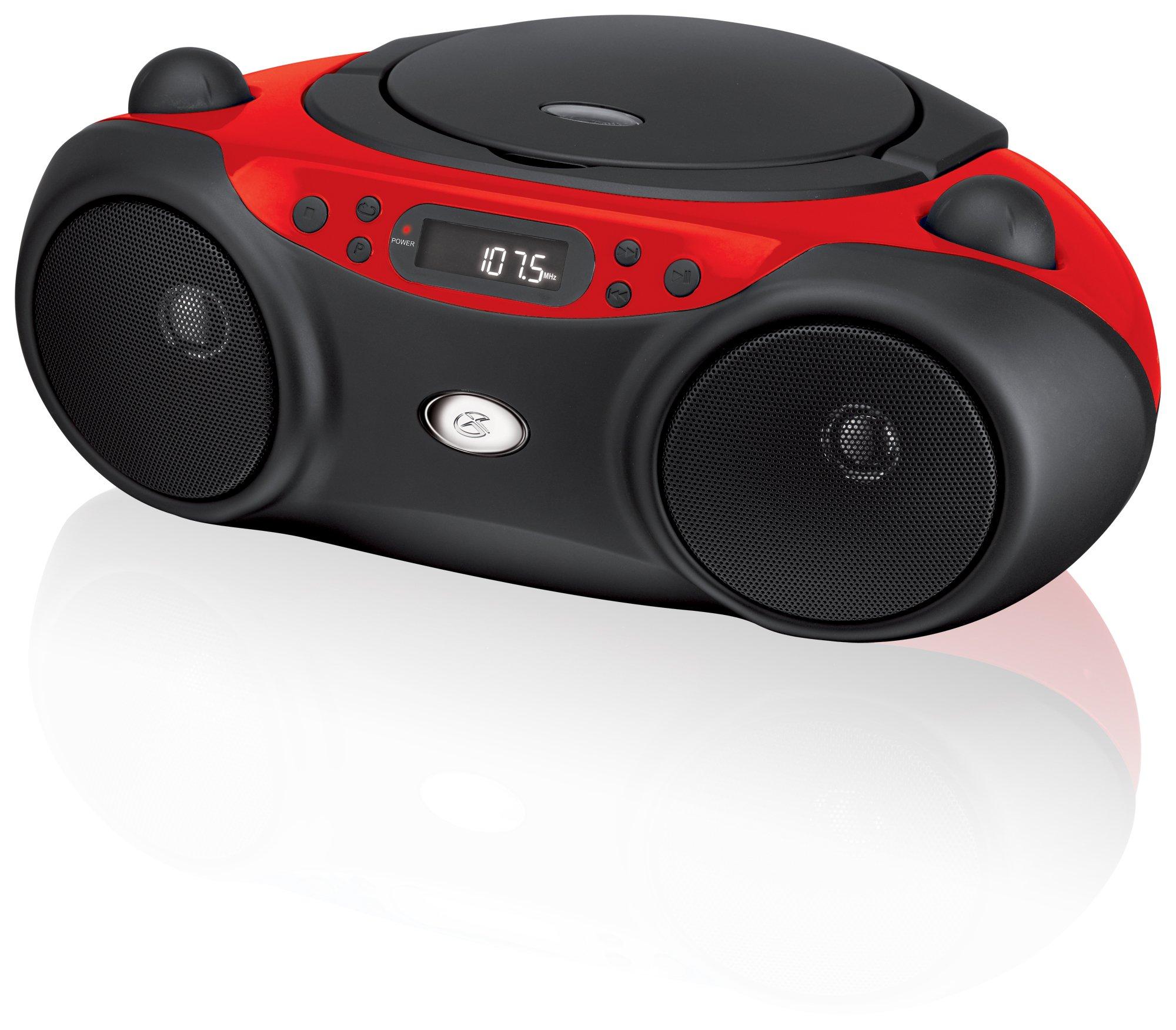 GPX GPX Portable CD Boombox with AM/FM Radio (Red/Black) and Portable AM/FM Radio with Digital Clock (Black)