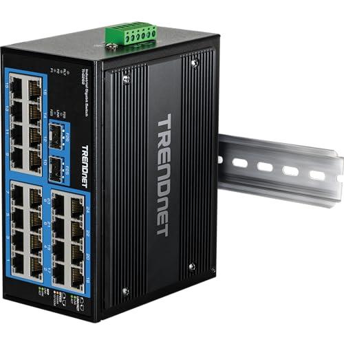 TRENDnet TRENDnet 26-Port Hardened Industrial Gigabit DIN-Rail Switch, TI-G262, 24 x Gigabit Ports, 2 x Gigabit SFP Ports, 52Gbps Switching Capacity, Lifetime Protection, Black