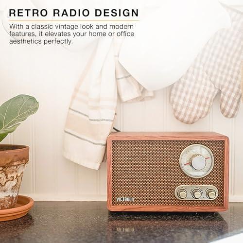 Victrola Victrola Retro Wood Bluetooth Radio with Built-in Speakers, Elegant & Vintage Design, Rotary AM/FM Tuning Dial, Wireless Streaming, Espresso