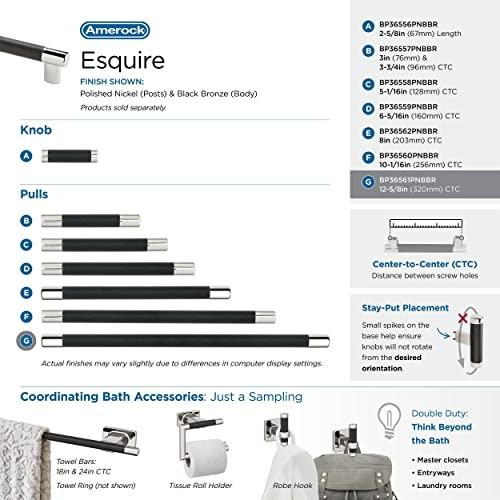 Amerock Amerock | Cabinet Pull | Polished Nickel/Black Bronze | 12-5/8 inch (320 mm) Center to Center | Esquire | 1 Pack | Drawer Pull | Drawer Handle | Cabinet Hardware