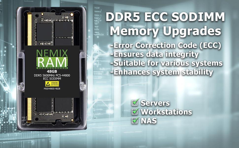 NEMIX RAM NEMIX RAM 32GB (2X16GB) DDR4 2666MHZ PC4-21300 2Rx8 1.2V 260-PIN ECC Unbuffered SODIMM KIT Workstation, NAS Memory