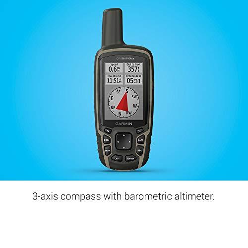Garmin Garmin 010-02258-10 GPSMAP 64sx, Handheld GPS with Altimeter and Compass, Preloaded With TopoActive Maps, Black/Tan