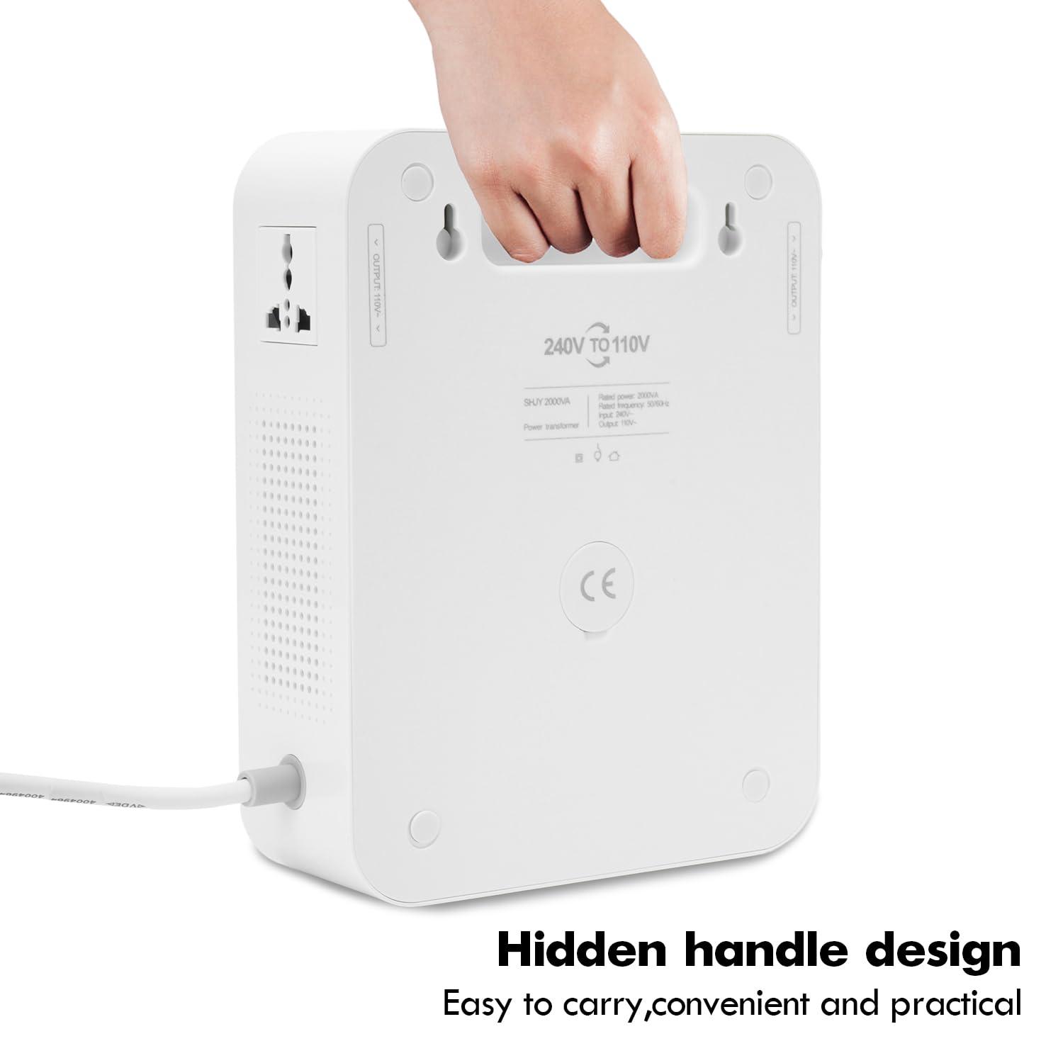 MYOYAY MYOYAY 2000W Step Up Voltage 110v to 220v Converter, Lightweight 110v to 220v Voltage Converter US to Europe Asia Power Transformer with Circuit Breaker Protection