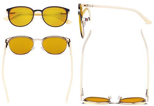 Eyekepper Eyekepper Ladies Blue Light Blocking Glasses with Amber Filter Lens - Round Computer Eyeglasses Women Anti Glare - Reduce Blue Rays Eye Strain - Black/Gold