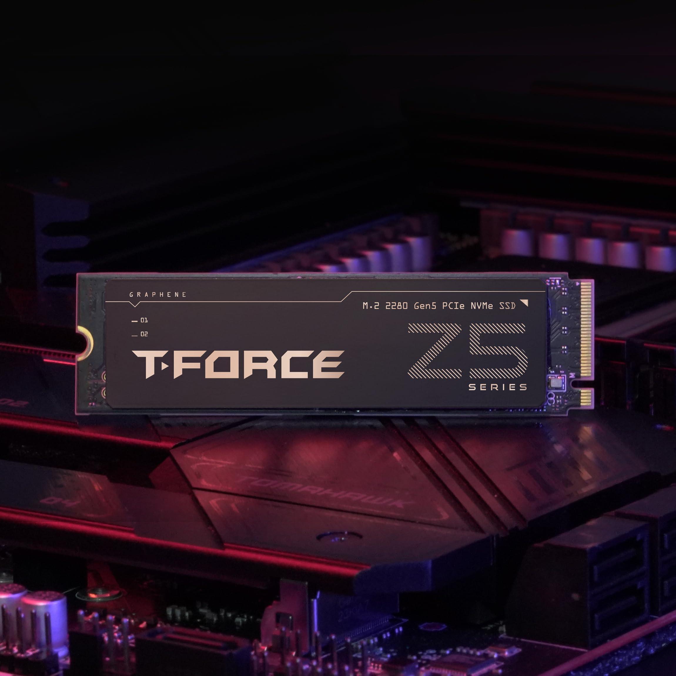 TEAMGROUP TEAMGROUP T-Force Z540 2TB DRAM SLC Cache 3D TLC NAND NVMe Phison E26 PCIe Gen5x4 M.2 2280 Gaming SSD with Ultra-Thin Graphene Heat Spreader Read/Write 12400/11800 MB/s TM8FF1002T0C129