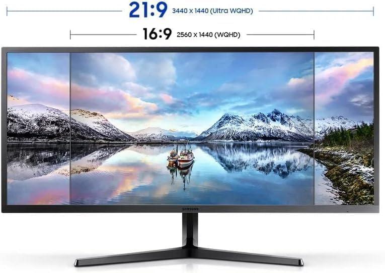 SAMSUNG SAMSUNG 34" Class Ultrawide Monitor with 21:9 Wide Screen, 4ms, 75Hz, WQHD(3,440 x 1,440) LED Display, FreeSync, HDMI, Display Port, with MTC HDMI Cable