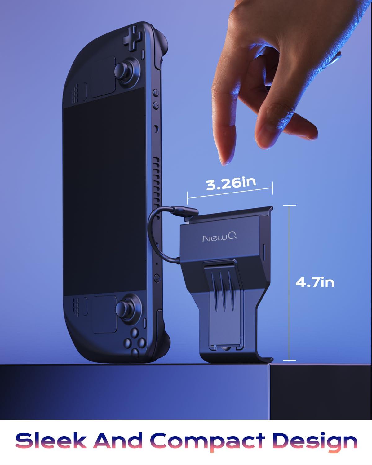 NEWQ Steam Deck Dock for Steam Deck/OLED, Portable Stand Design USB C Hub with TF Card Slot, HDMI 2.0 4K@60Hz Display, 2*USB-A 3.0, USB-C PD 100W Max, Stream Deck Stand Base Accessories