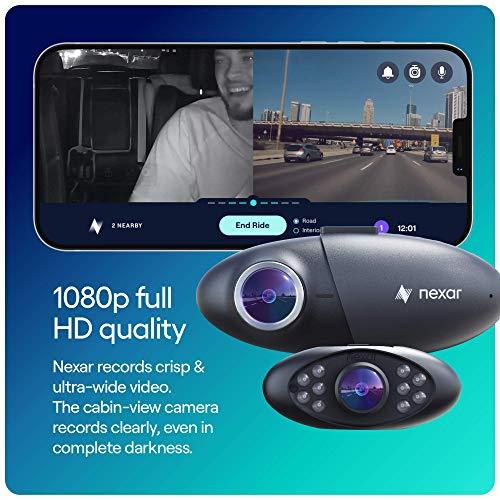 Nexar Nexar Pro Dual Dash Cam - 1 Year Nexar App Subscription Included - Unlimited Cloud Storage, Drive Recordings, Parking Mode, Night Vision, All Inside The Nexar App - WiFi HD Front Dash Cam (32 GB SD)