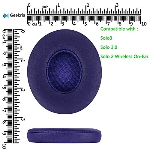 GEEKRIA Geekria QuickFit Replacement Ear Pads for Beats Solo 3 (A1796), Solo 3.0 Wireless On-Ear Headphones Ear Cushions, Headset Earpads, Ear Cups Cover Repair Parts (Pop Indigo)