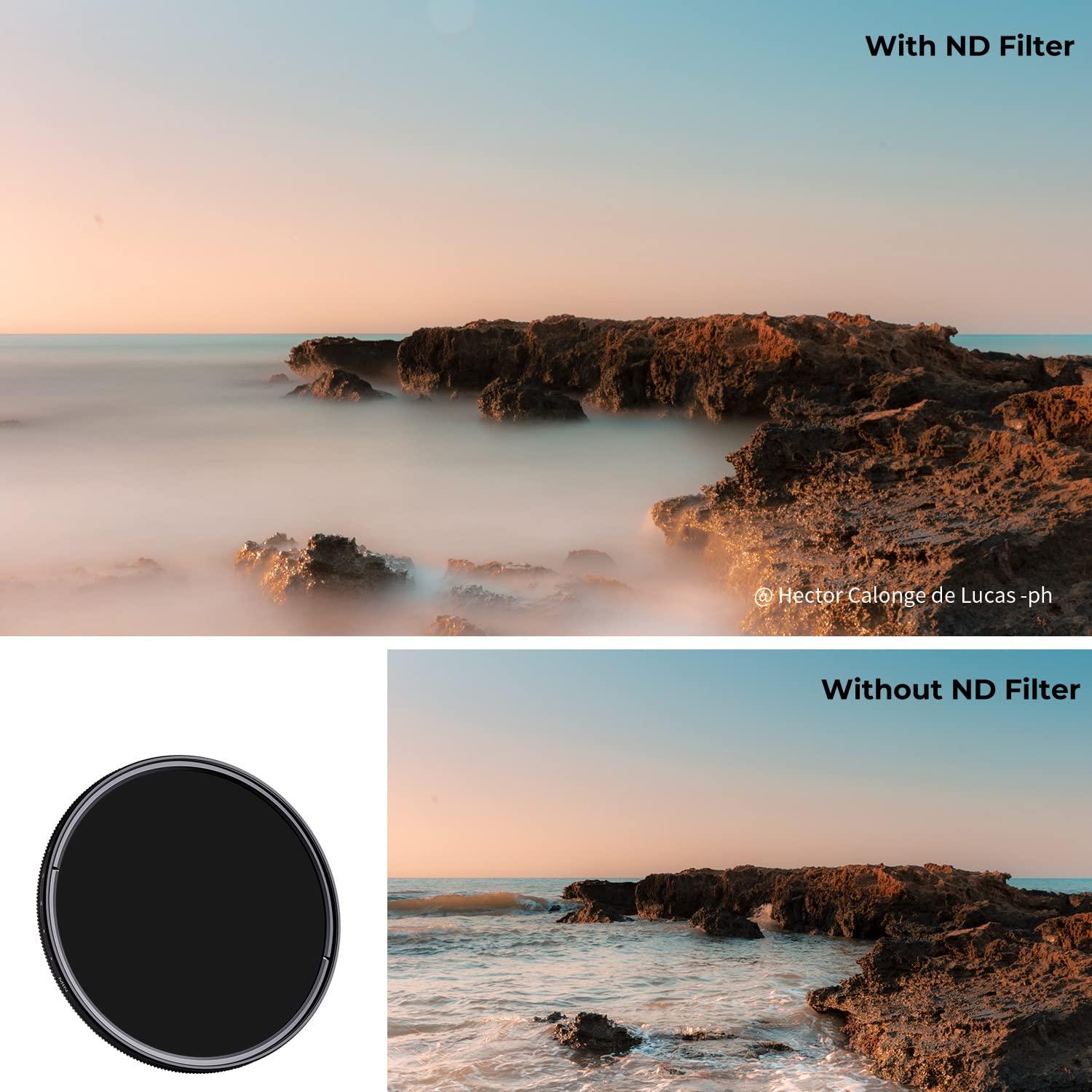K&F Concept K&F Concept 72mm Variable ND2-400 (1-9 Stops) ND Lens Filter + TPU Filter Cap Adjustable Neutral Density Filter with 18 Multi-Coated- K Series