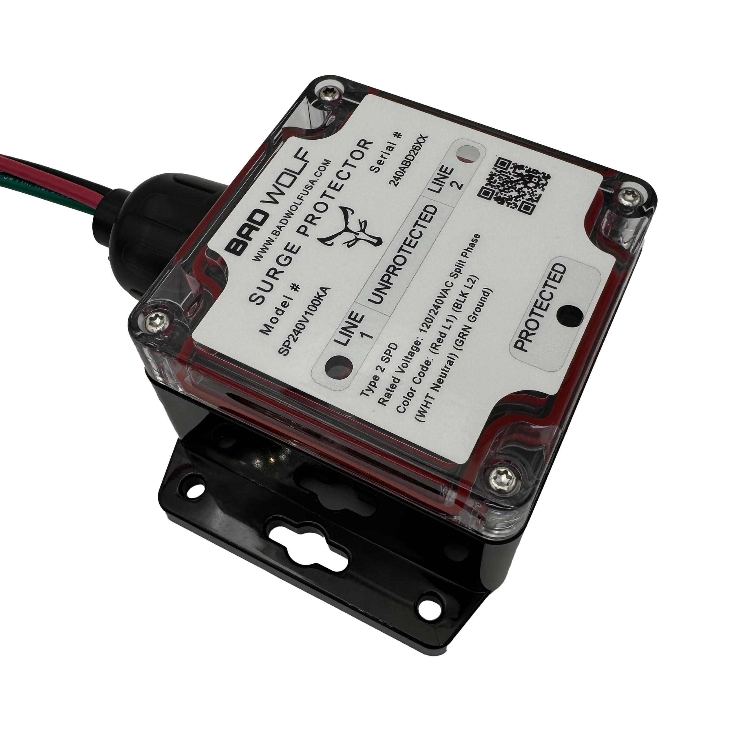 Bad Wolf 100kA Whole House Surge Protector with Overwatch, Split-Phase 240VAC Type 1 SPD