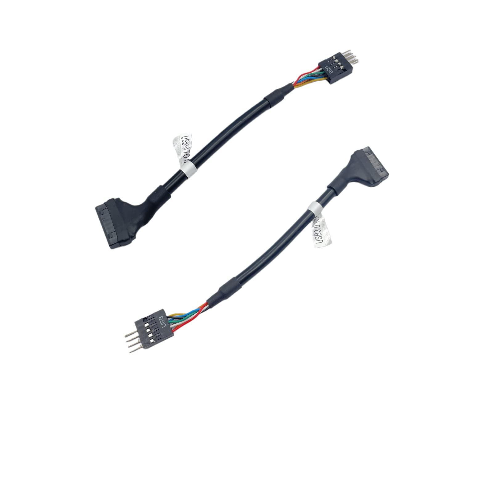 daier 4Pcs USB 3.0 Header to USB 2.0 Motherboard Adapter Cable, 19 Pin USB3.0 Female to 9 Pin USB2.0 Male Connectors Motherboard Cable