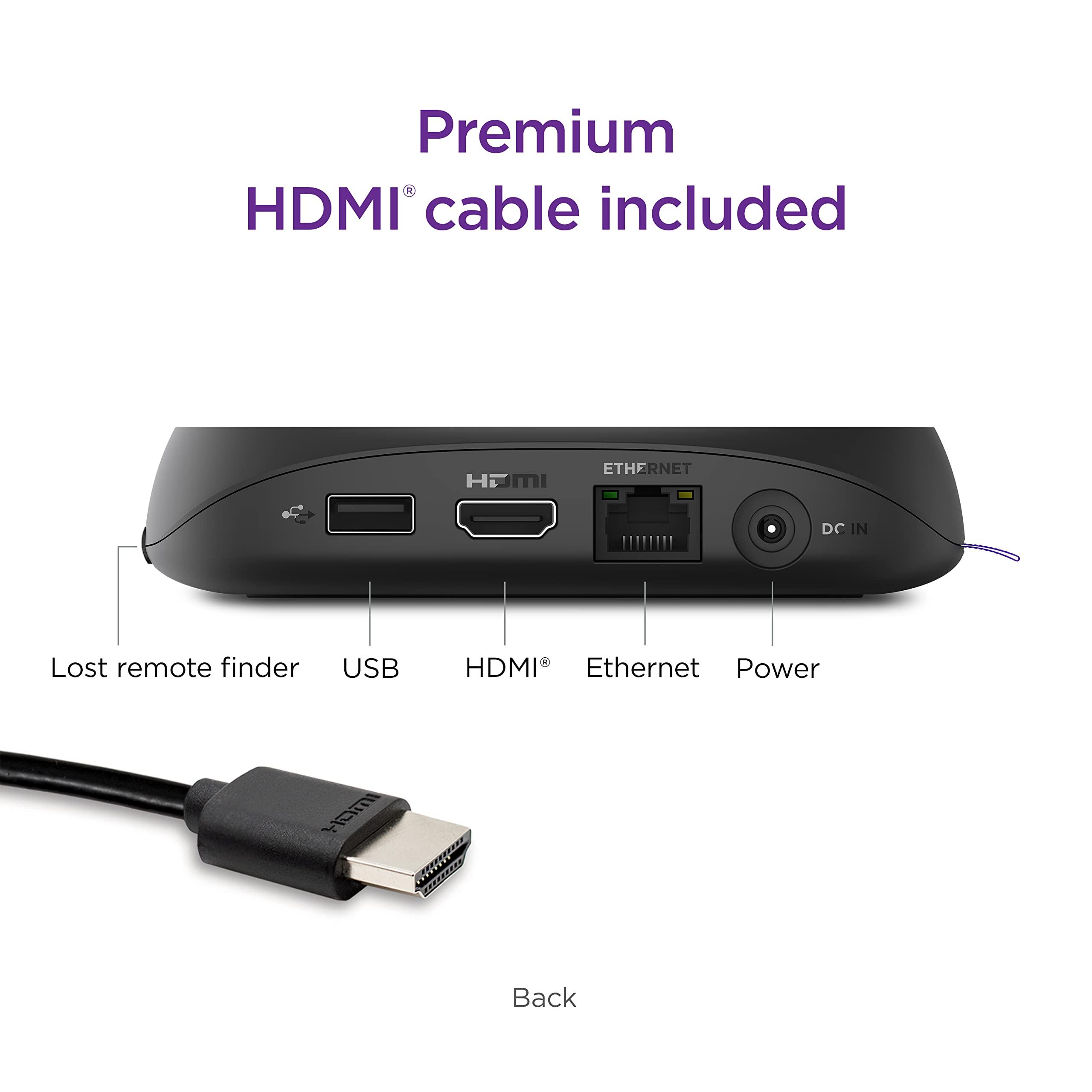 Roku Roku Ultra | The Ultimate Streaming Device 4K/HDR/Dolby Vision/Atmos, Rechargeable Roku Voice Remote Pro, Ethernet Port, Hands-Free Controls, Lost Remote Finder, Free & Live TV