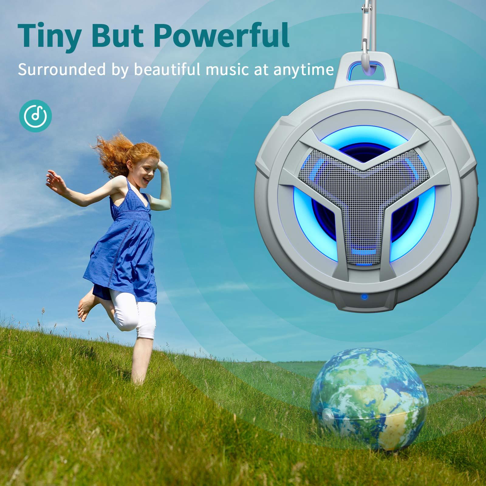 EBODA EBODA Shower Bluetooth Speaker, IPX7 Waterproof Portable Floating Speaker with Loud HD Sound, True Wireless Stereo LED Light, 24H Play for Pool Beach, Gifts Men, Women - Gray