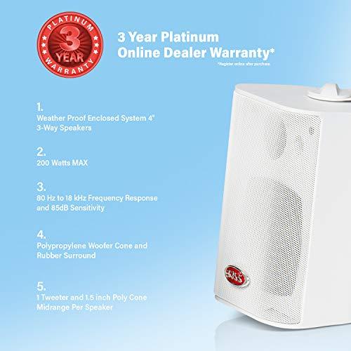 BOSS Audio Systems Boss Audio MR4.3W 200-Watt 3 Way Marine 4-Inch Enclosed System Speaker, White