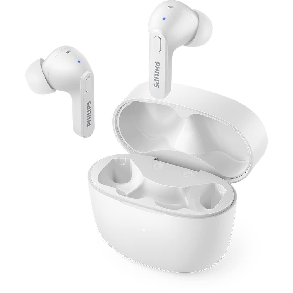 PHILIPS Philips True Wireless Earbuds, TWS Bluetooth 5 Headphones, 13mm Drivers, AI Mic for Clear Calls, IPX4 Waterproof, 18 Hours Playtime, Compatible w/iPhone Android & Bluetooth Devices,