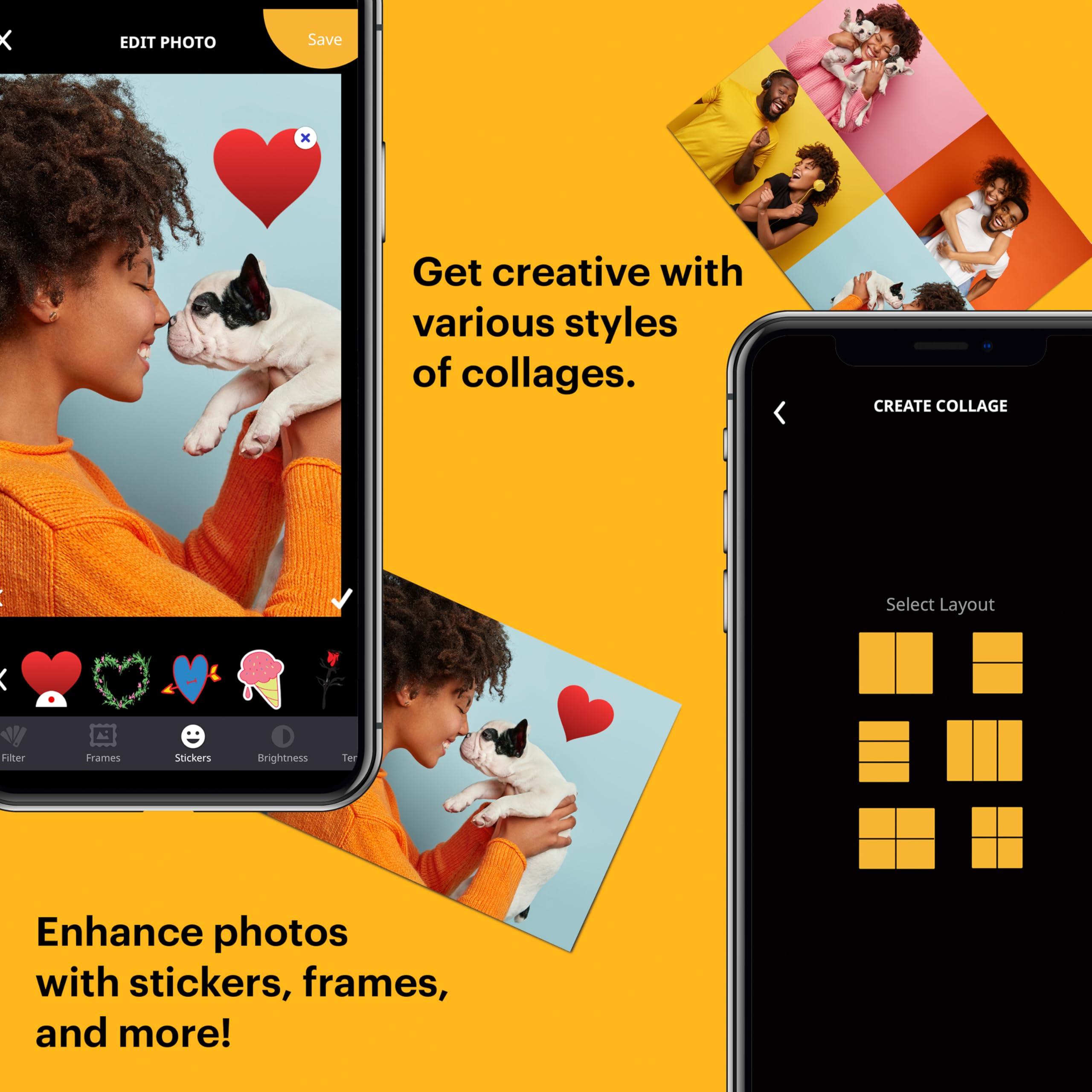 KODAK KODAK Step Slim Instant Mobile Photo Printer - Kit: 20 Pack Zink Paper, Case, Photo Album, Markers, Sticker Sets