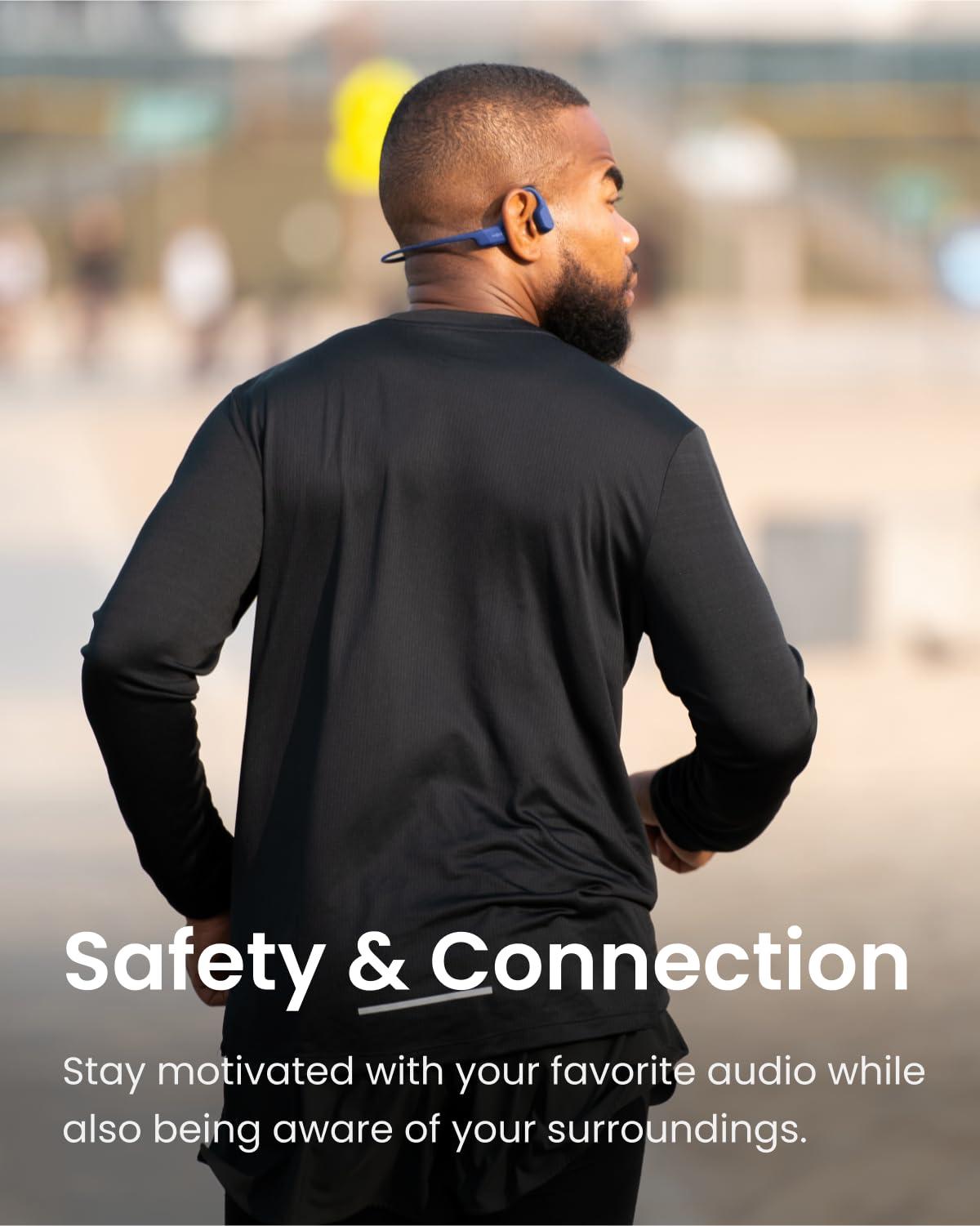 SHOKZ SHOKZ OpenRun (AfterShokz Aeropex) - Open-Ear Bluetooth Bone Conduction Sport Headphones - Sweat Resistant Wireless Earphones for Workouts and Running - Built-in Mic (Renewed)