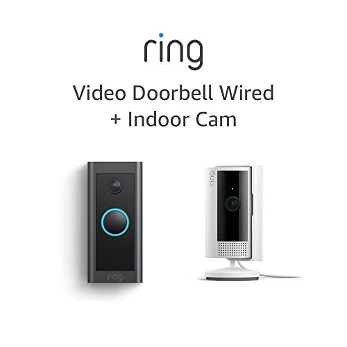 Ring All-new Ring Indoor Cam, White with Ring Video Doorbell Wired