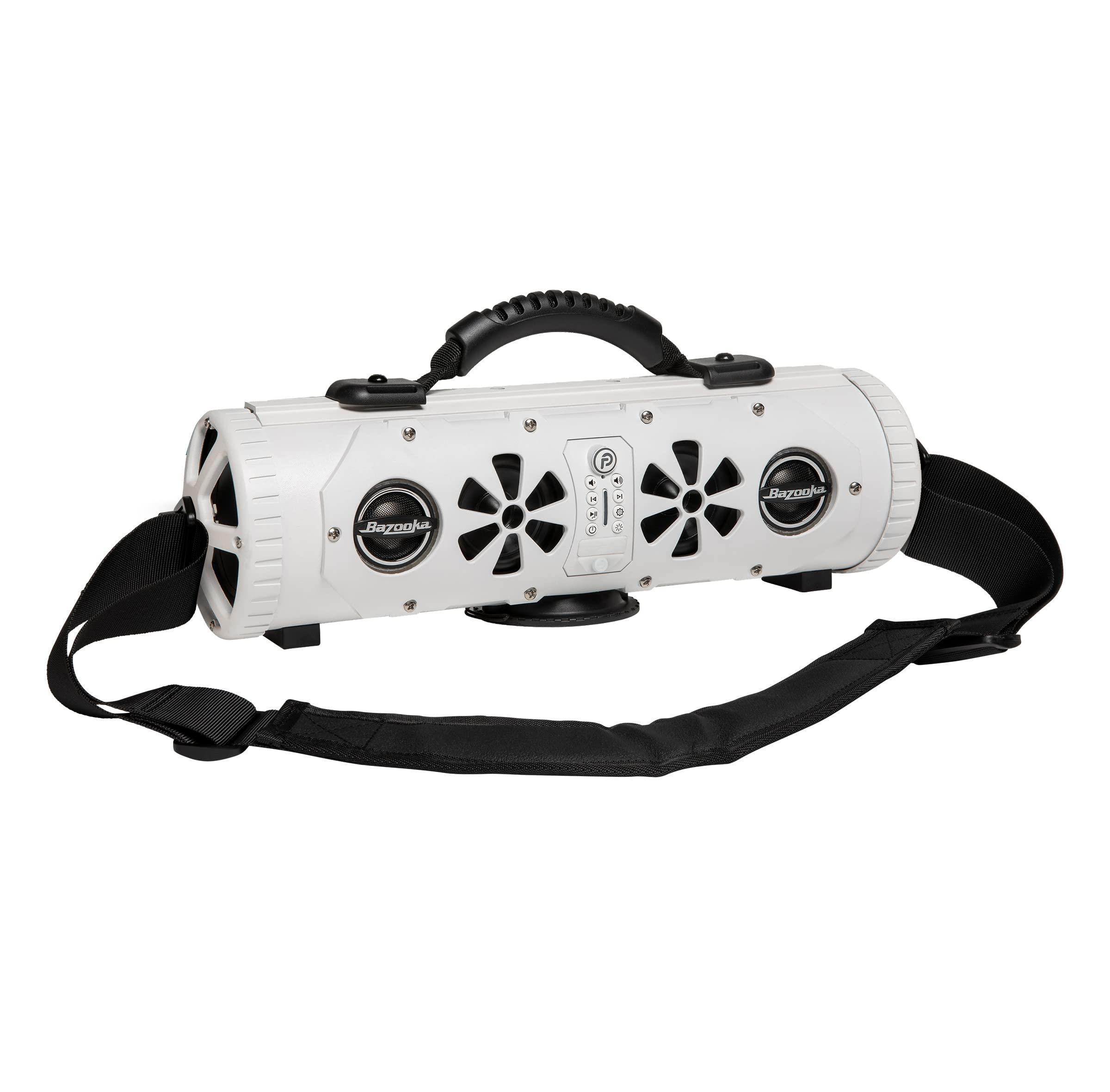 Bazooka Bazooka Party Bar MINI | Portable Bluetooth IP66 Waterproof Speaker | RGB Lights | Party Button Pairing | Up to 70 HRS Battery Life | 6 Marine Grade Speakers | White