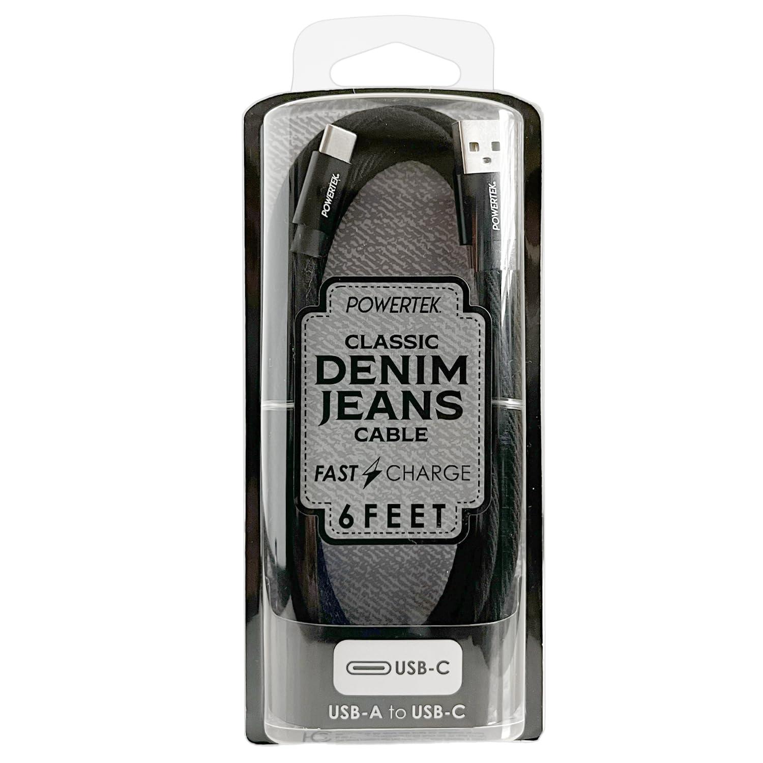 LIQUIPEL LIQUIPEL Powertek Type-C Fast Charger Cable, 6ft USB to Type-C for Galaxy, MacBook, and More, Denim (Black)