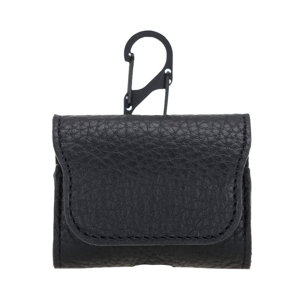 HARDISTON HARDISTON Genuine Leather Handmade Apple AirPods Pro - Soft Case with Keychain Clip - Support Wireless Chargers - Compatible with AirPods Pro (Black)