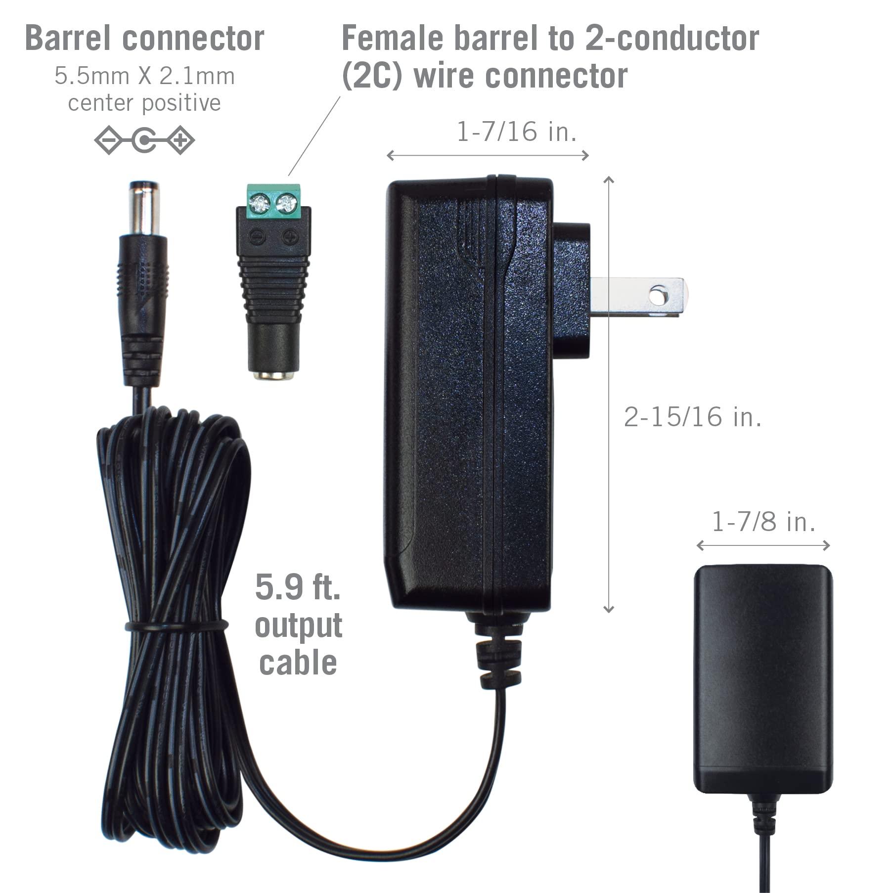 Armacost Lighting 12V 36W 3 Amp Power Supply Adapter Transformer AC 100V-120V with 5.5x2.1mm DC Output Jack