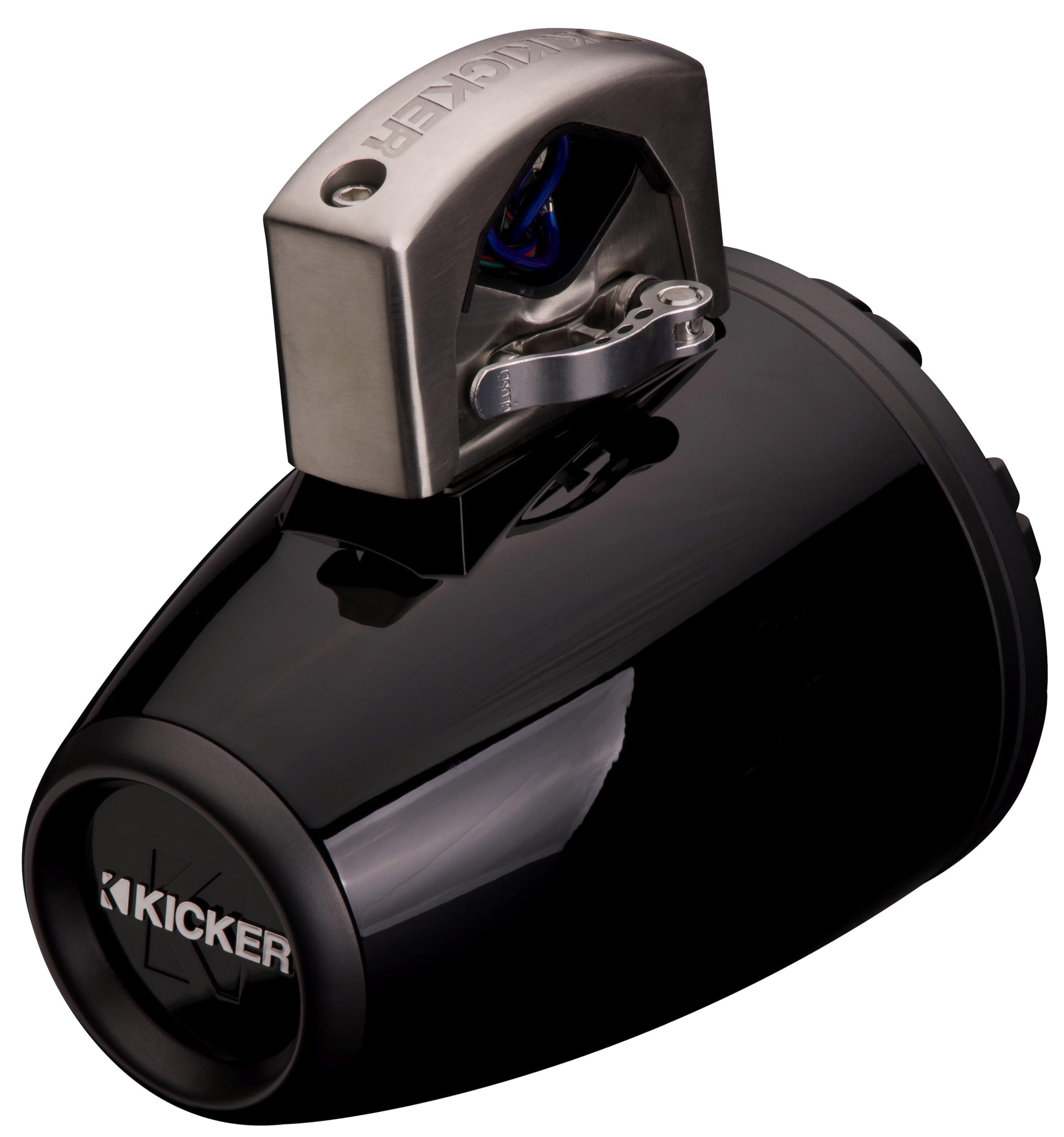 KICKER Kicker 51KMTCXL65 6.5" RGB LED Horn Loaded Compression Driver Marine Tower Speakers, Pair, Black