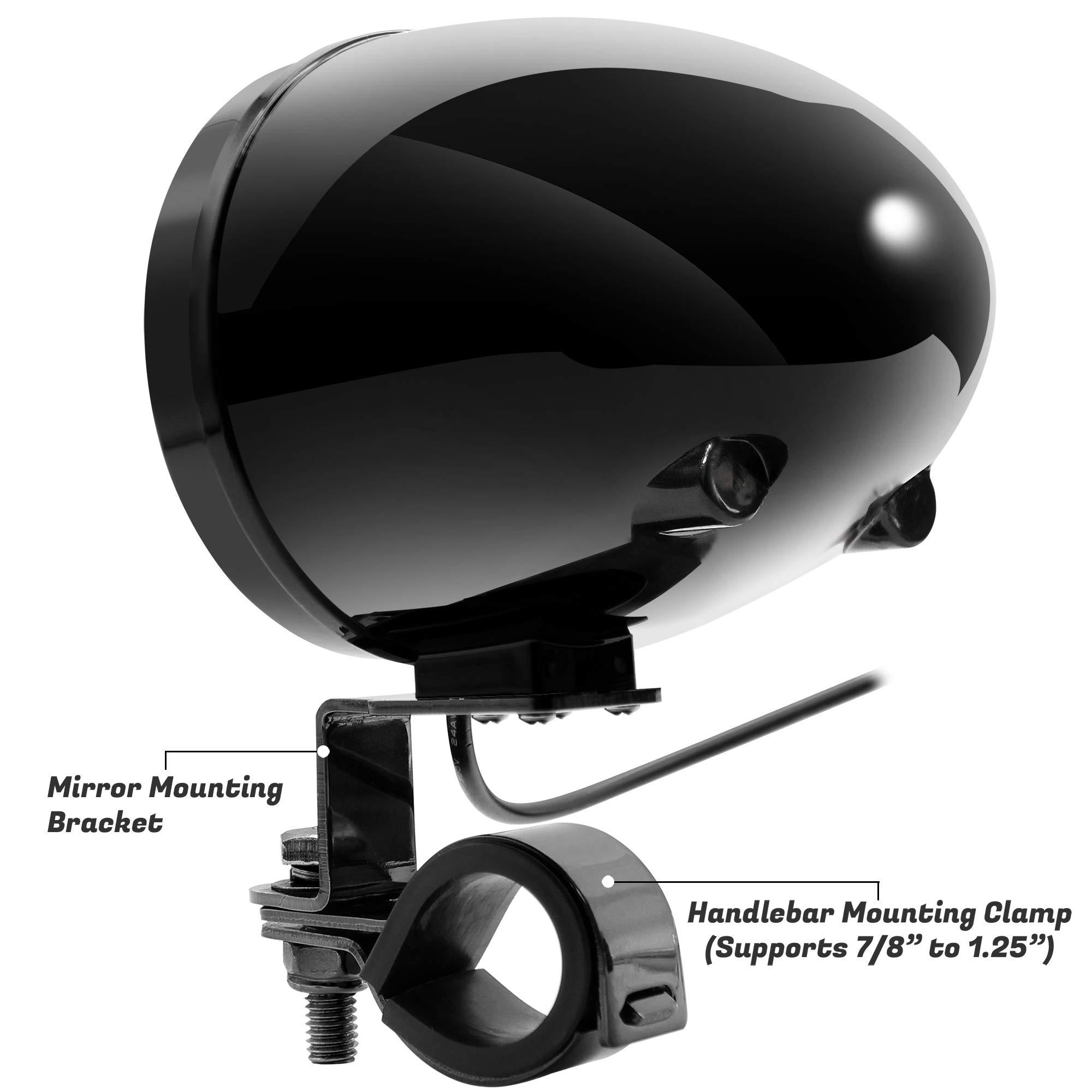 GoHawk GoHawk TS3-Q Gen.3 Motorcycle Weatherproof Bluetooth Speakers 7/8-1.25 in. Handlebar Mount MP3 Music Player Sound Audio Stereo Amplifier System ATVs Golf Cart AUX, USB, Micro SD, FM Radio, 4-Speaker