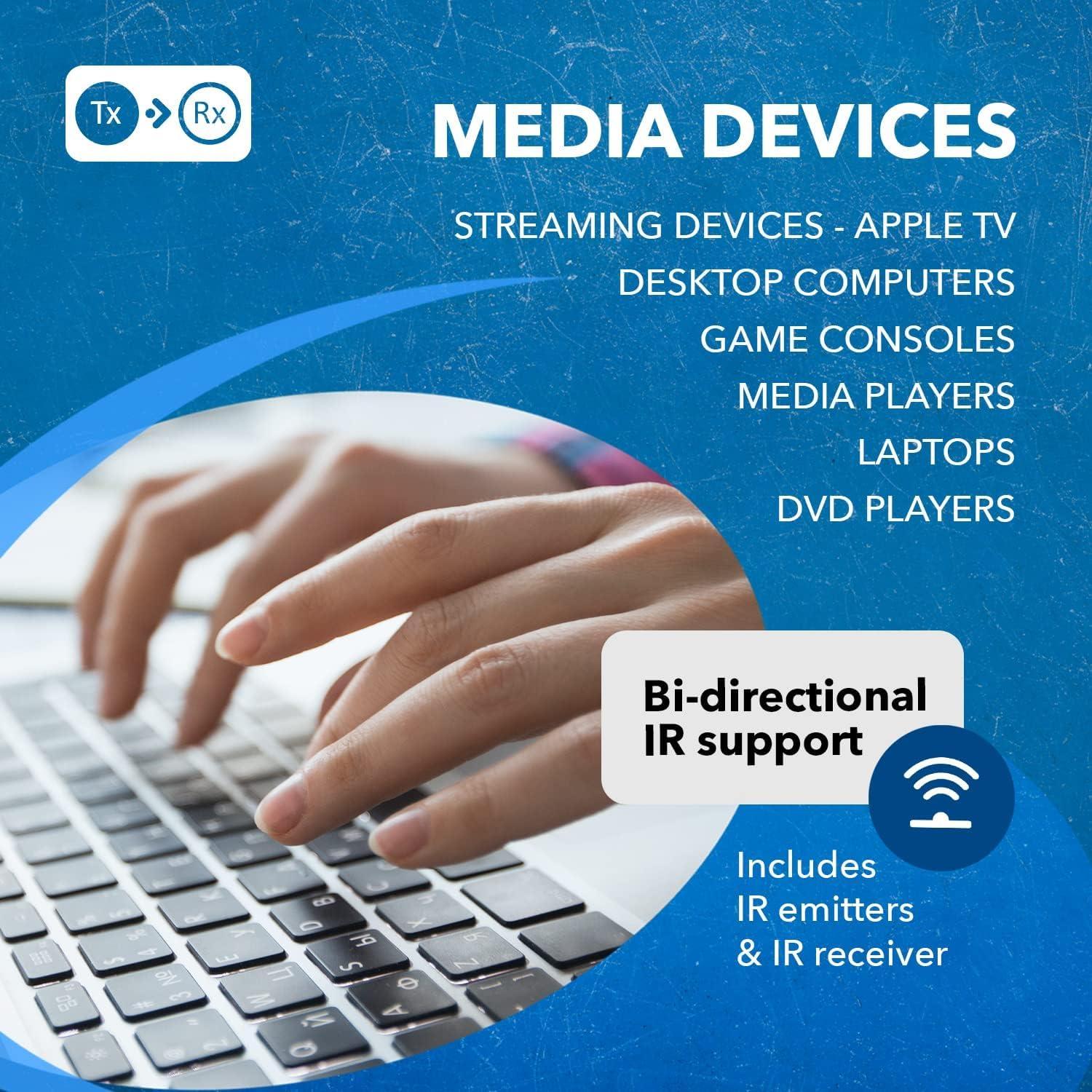 OREI OREI 4K eARC HDMI Extender Balun HDBaseT 3.0 UltraHD 4K @ 60Hz 4:4:4 Over Single CAT5e/6/7 Cable with HDR, LAN, ARC & IR Support, RS-232 Up to 330 Ft Audio Out - Power Over Cable - LAN Out