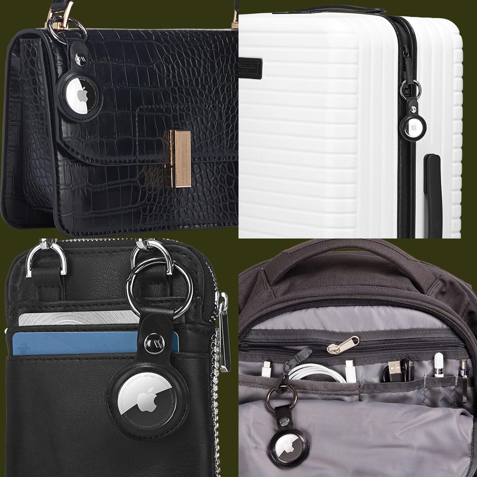 Case-Mate Case-Mate AirTag Keychain Holder - Durable Vegan Leather Air Tag Key Ring w/ Heavy Duty Ring Clip - Protective Case for AirTag Holder for Dog Collar, Keys, Luggage, Backpack - Black