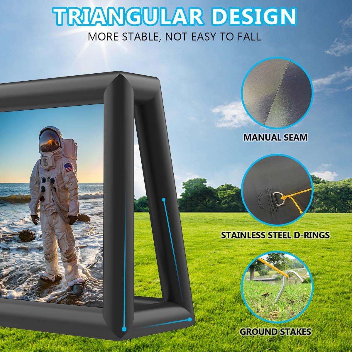 PPXIA PPXIA Inflatable Movie Screen Outdoor Projector Screen for Outside 25ft, Large Blow Up Screens Front and Rear Projection with Air Blower, Best for Movie Nights Backyard Home Theater