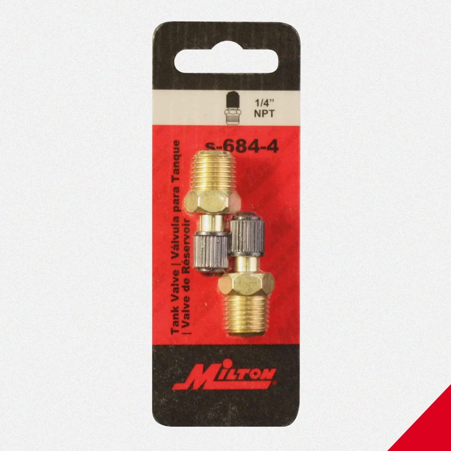 Milton Milton S-684-4 1/4\" MNPT Male Tank Valve, includes Protective Caps (Pack of 2)
