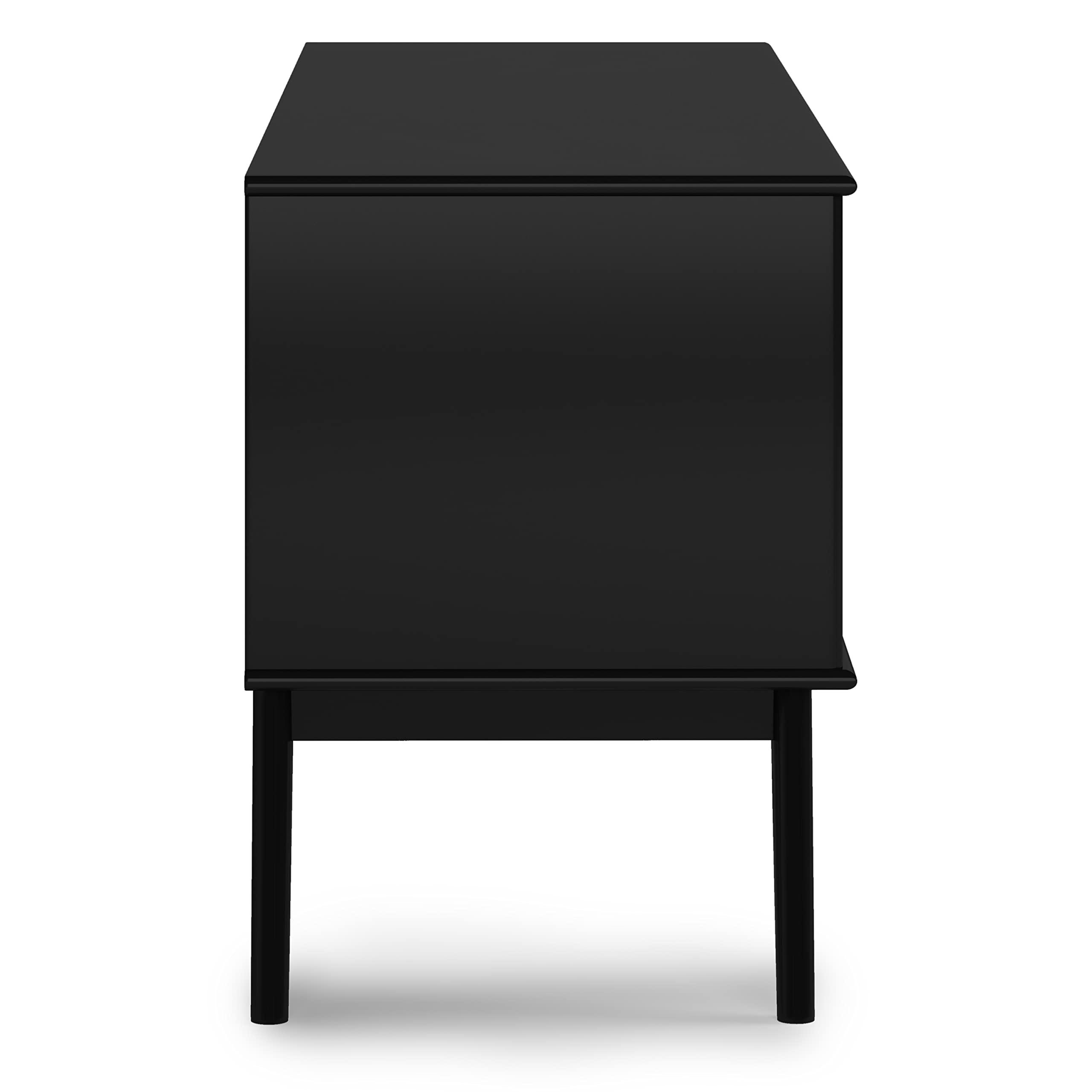 SIMPLIHOME SIMPLIHOME Draper SOLID HARDWOOD 60 Inch Wide Mid Century Modern Low TV Media Stand in Black for TVs up to 65 Inches, For the Living Room and Entertainment Center