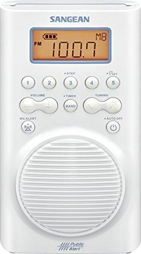 Sangean Sangean H205 Shower Radio AM/FM Waterproof, Weather Alert, Digital Tuning, White