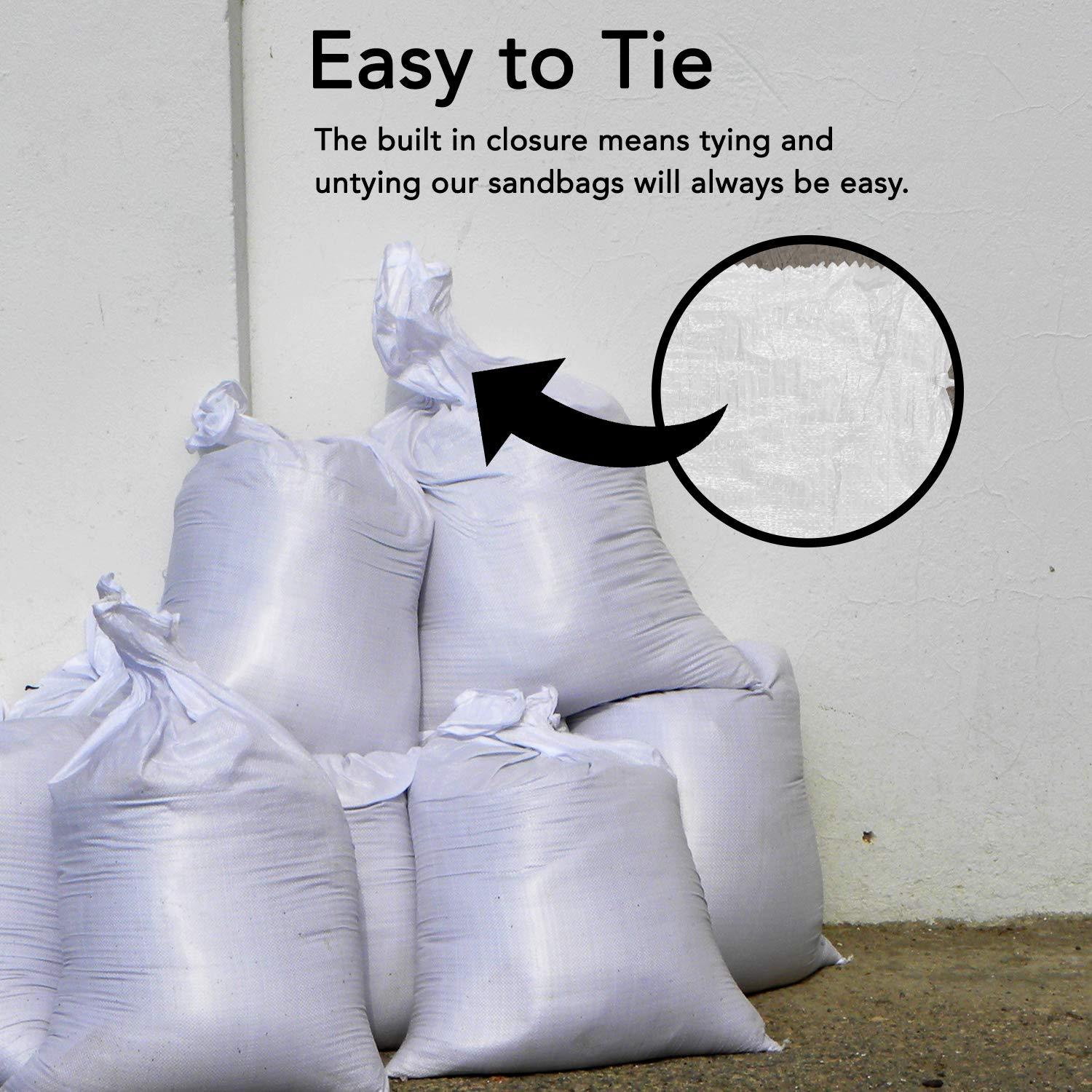 AK TRADING CO. AK TRADING CO. 14" x 26" Poly Sandbags W/UV Protection & Built-in Ties - Flood Water Barrier - Tent Sandbags - White