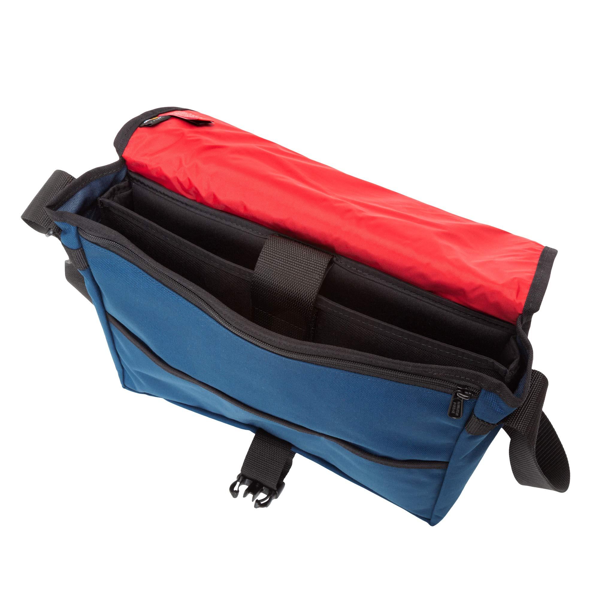 Manhattan Portage Manhattan Portage Deluxe Computer Bag 13 Inch Padded Laptop Sleeve Spacious Compartment Attach To Rolling Luggage Water Resistant Cordura (Navy)