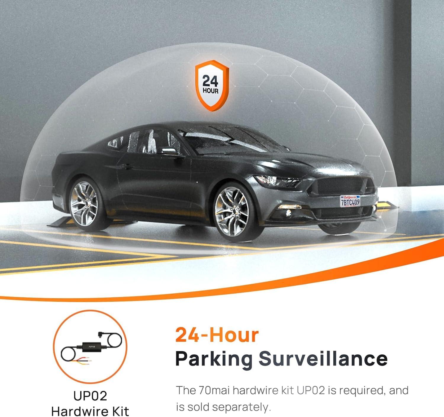 70mai 70mai Dash Cam Front and Rear A500S+128GB Dual Dash Camera Built-in WiFi GPS, Smart Dash Camera for Cars, ADAS, Sony IMX335, 2'' IPS LCD Screen, WDR, Night Vision, Parking Monitor, Loop Recording