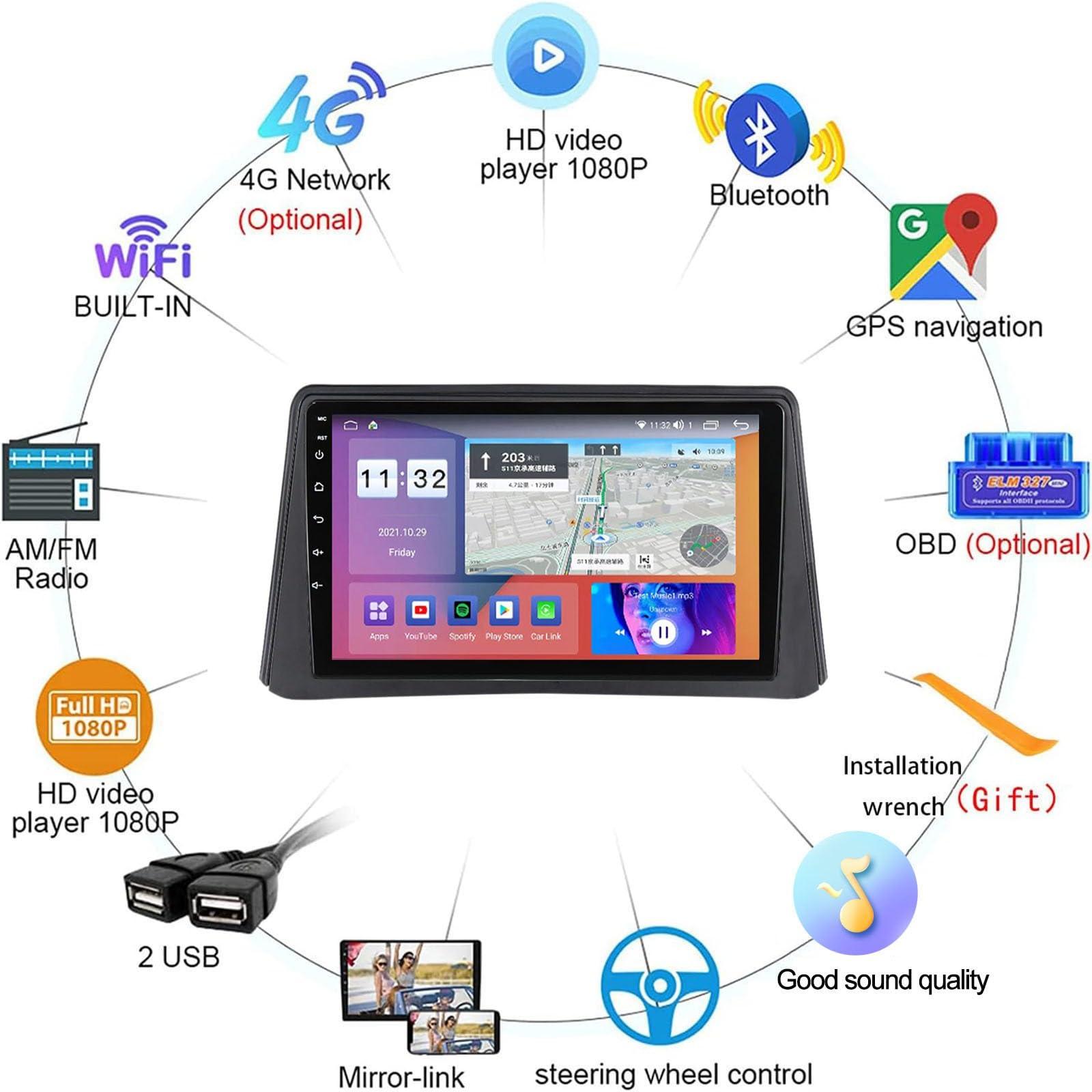 PLOKM PLOKM 2 Din Android 12 Car Stereo 9'' Car Radio Headunit for V-Auxhall O-Pel Mokka 1 2012-2016 GPS Navigation Player FM BT with 4G 5G WiFi SWC DSP RDS Carplay M150S
