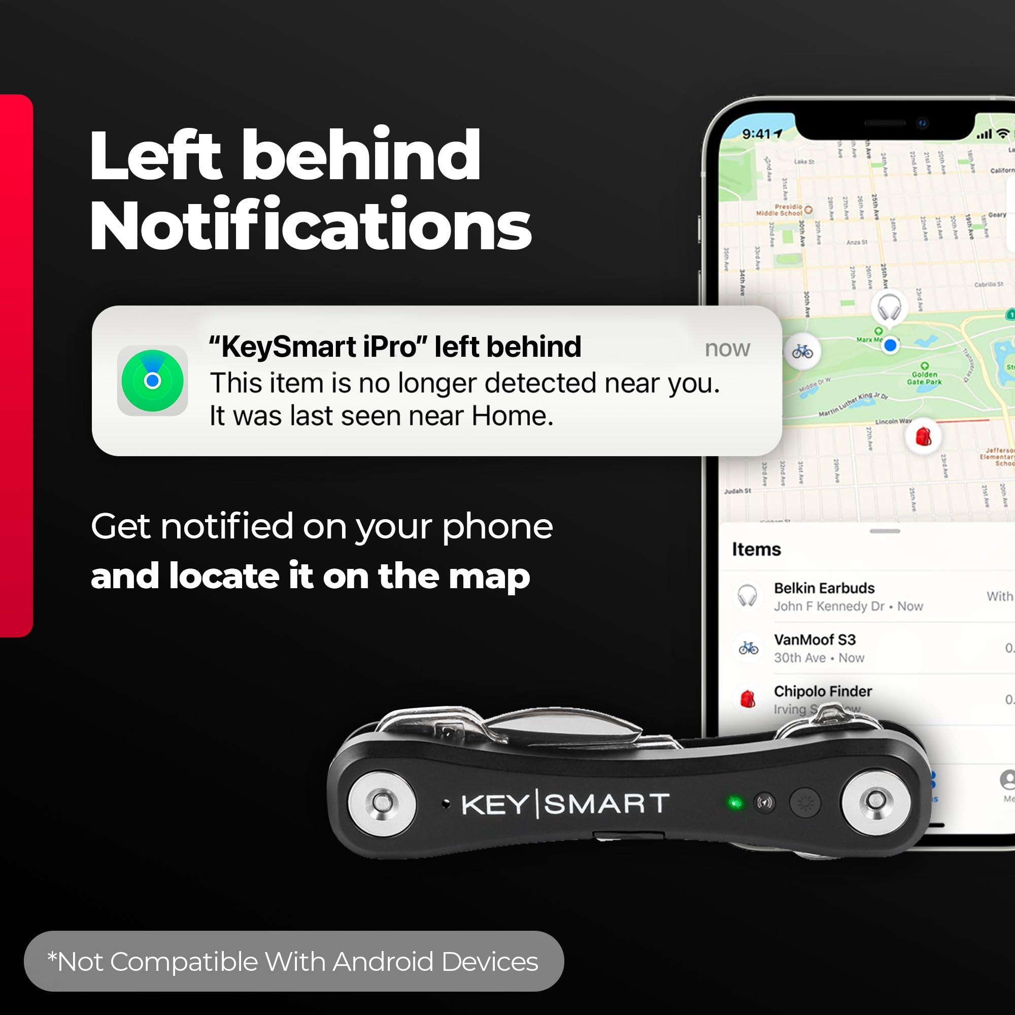 KEY SMART KeySmart iPro Smart Key Tracker - Apple Find My App Compatible, Find Your Lost Keys Key Organizer Keychain Holder, Compact Trackable Key Chain Keyholder, LED Flashlight (up to 14 Keys, Black)