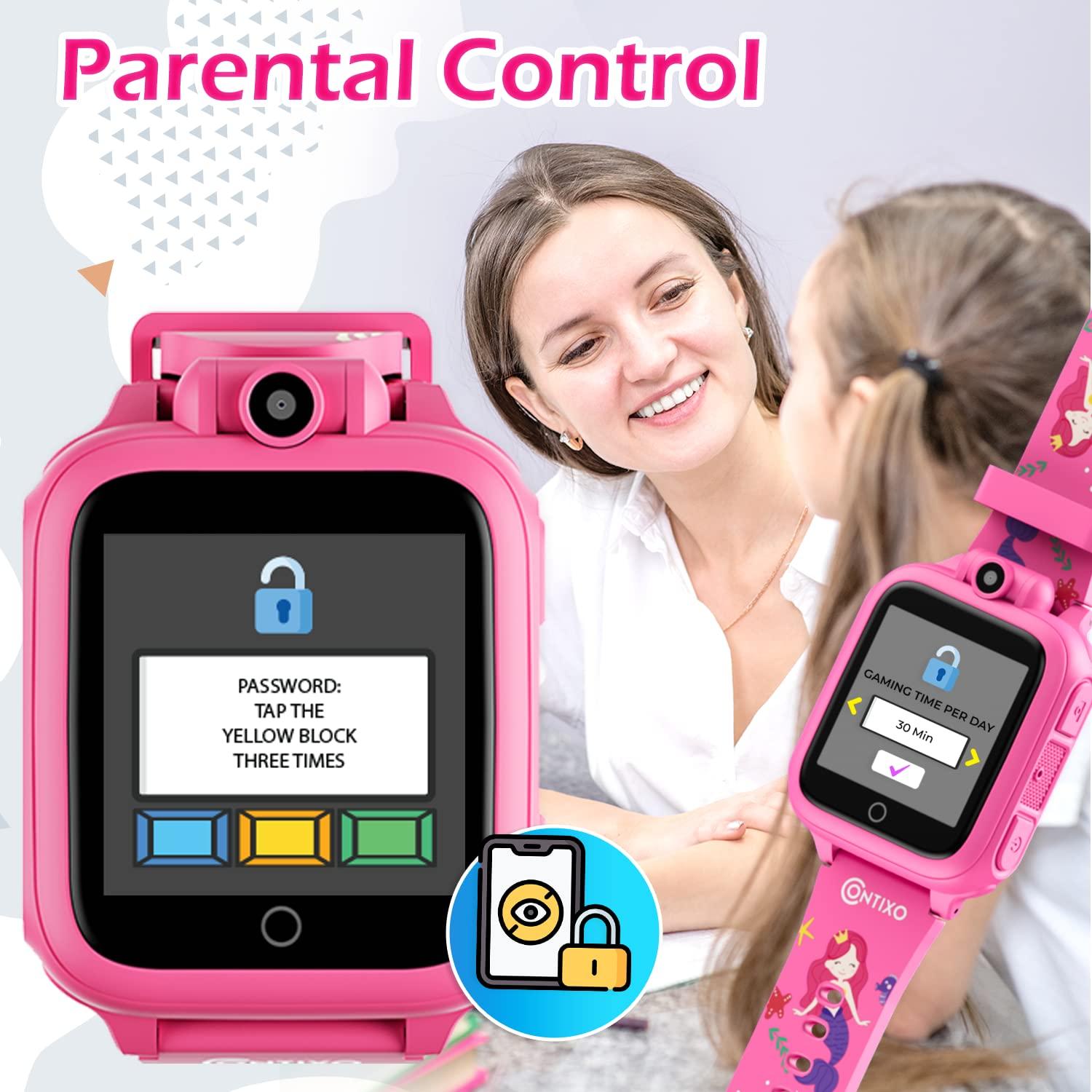 Contixo Contixo Kids Smartwatch - Educational Watch with Games, Camera, Music Player, Alarm, Customizable Wallpaper - for Boys & Girls Ages 4-12 (Pink)