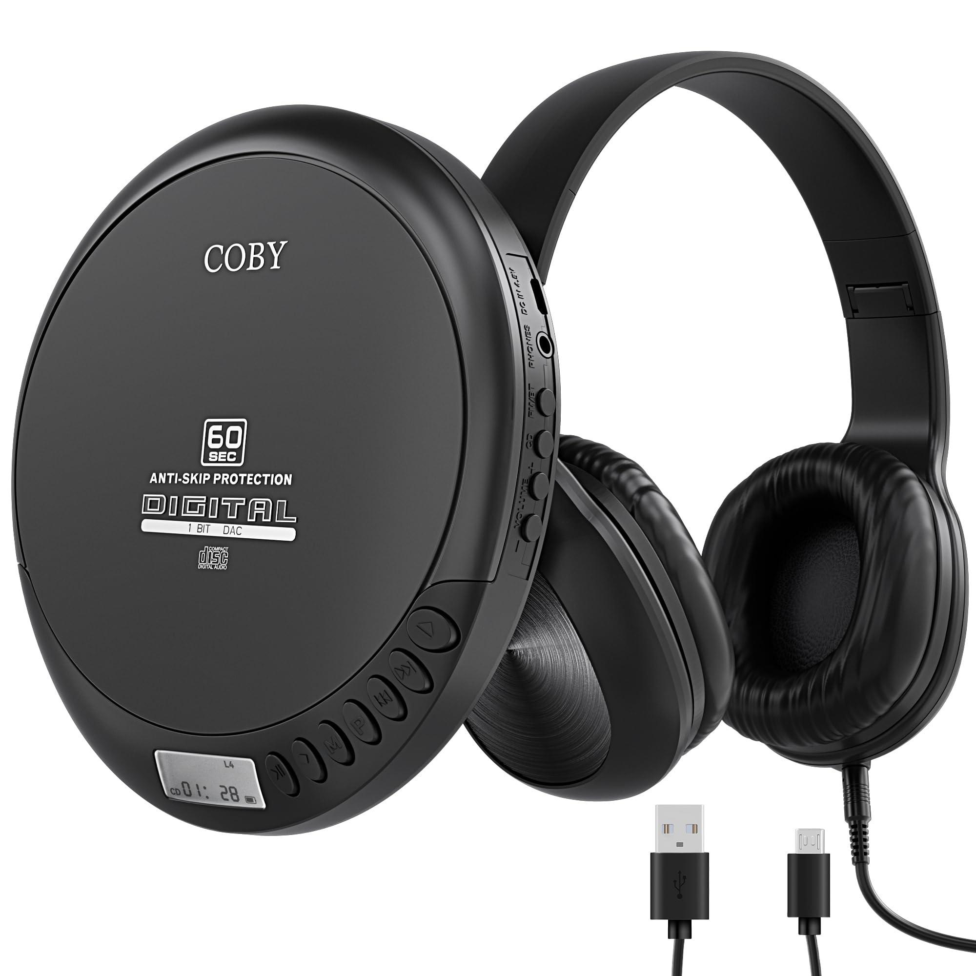 Coby Coby CD Player Portable CD Player with Headphones, 60-Sec Anti-Skip Discman Compact Disc Portable CD Player for Car, Foldable Headset for Travel or Home Use