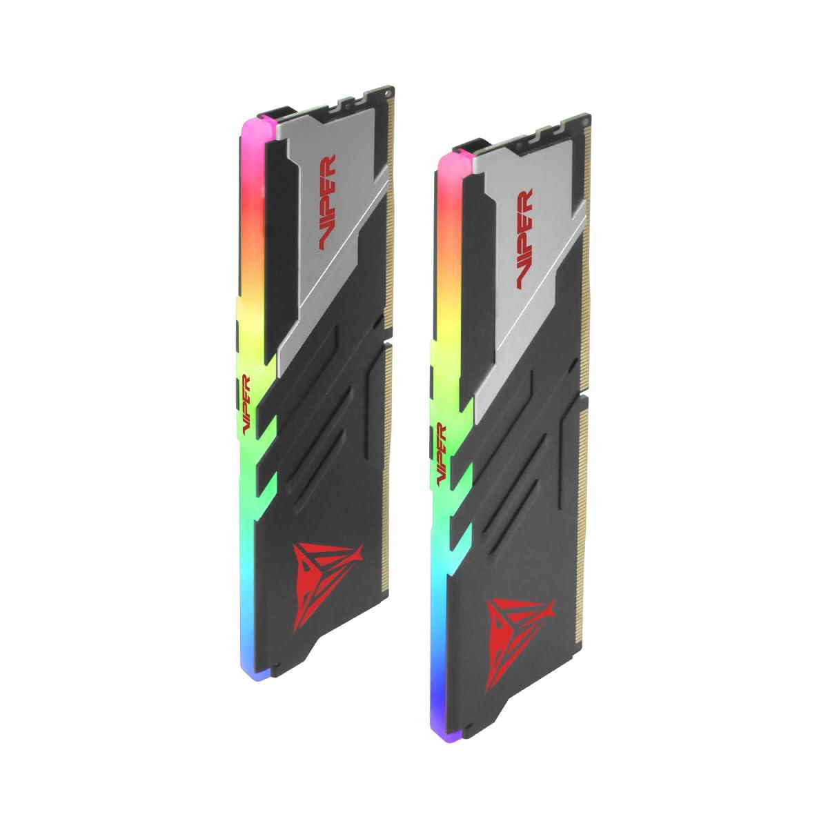 Patriot Memory Patriot Memory Viper Venom RGB DDR5 RAM 64GB (2X32GB) 5200MHz CL40 1.35v UDIMM Desktop Gaming Memory Kit Compatible with Intel XMP/AMD Expo - PVVR564G520C40K