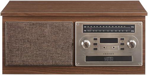 Crosley Crosley CR7023A-WA Serenade 8-in-1 Vinyl Record Player with 3-Speed Turntable, Bluetooth, AM/FM Radio, CD, Cassette, and Aux-in, Walnut